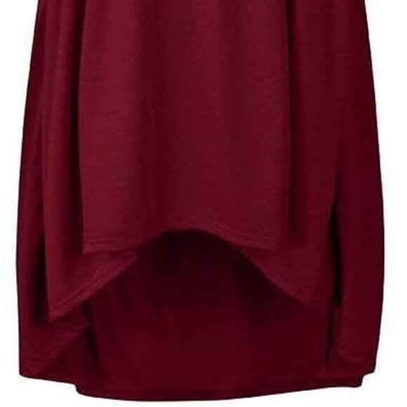 Womens Knit Cold Shoulder Maxi Dress Plus Size 3X Red High Low Pullover Party - Picture 4 of 7